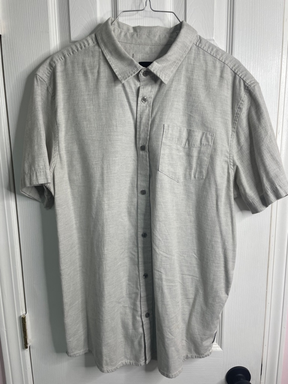 Prana Light Gray Short Sleeve Button-Down Shirt